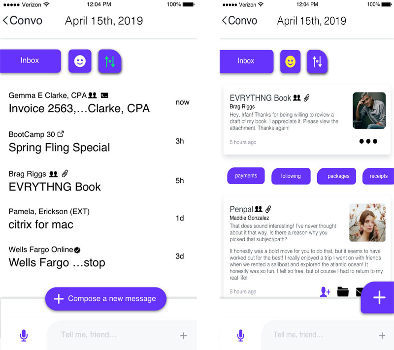 Version 3 mail interface preview with contextual design elements
